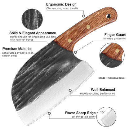 Handmade cleaver for cutting meat, bones and vegetables.