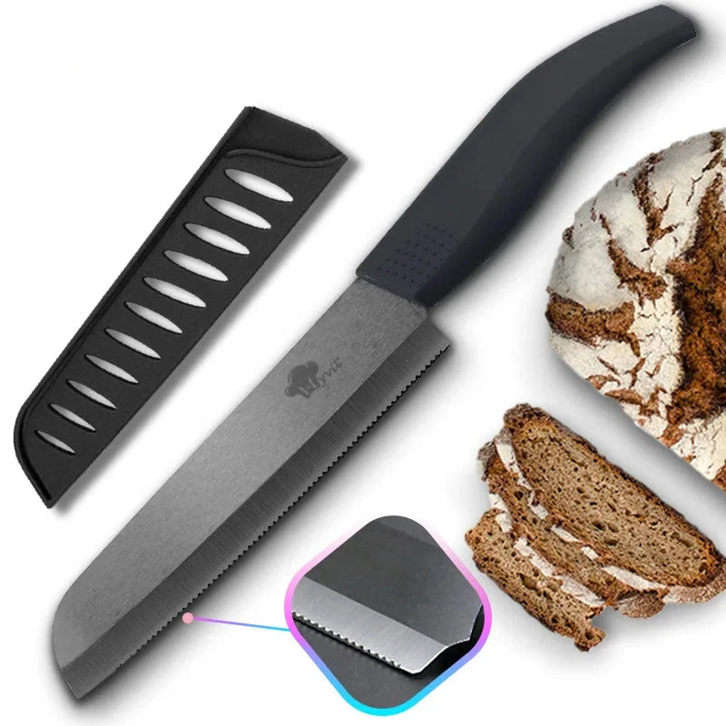 Serrated ceramic knife in several sizes for bread and toast