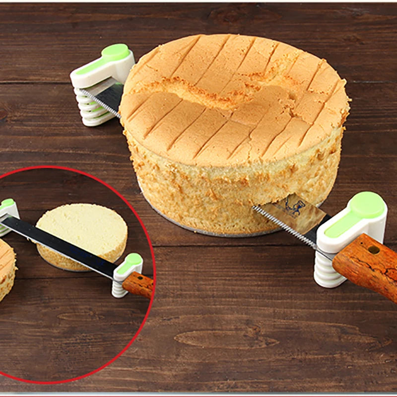 Stainless steel cake cutting knife with wooden handle