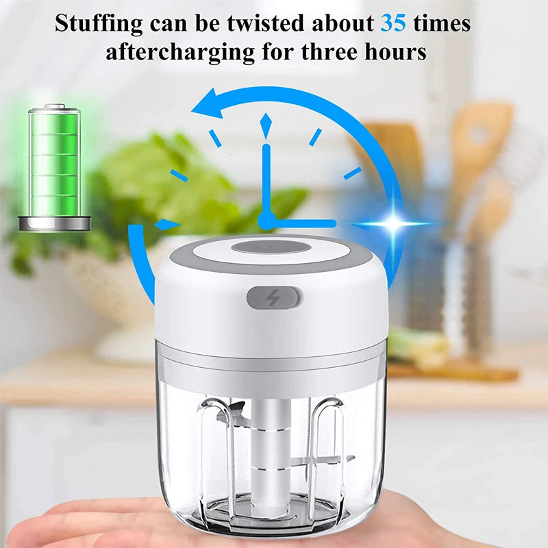 Powerful USB garlic, onion and ginger mincer