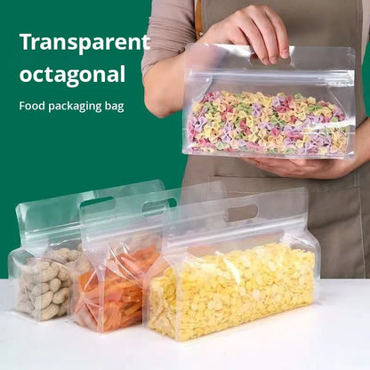 Reusable leak proof food storage bags for grain pantry