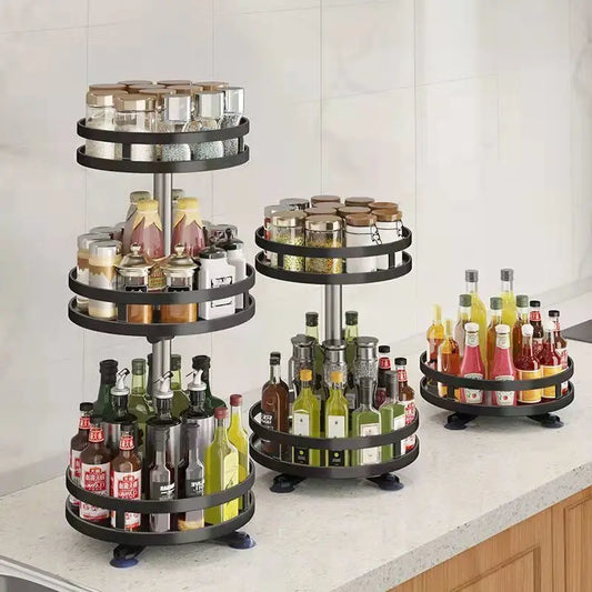 Multi-layer 360 degree rotating spice rack