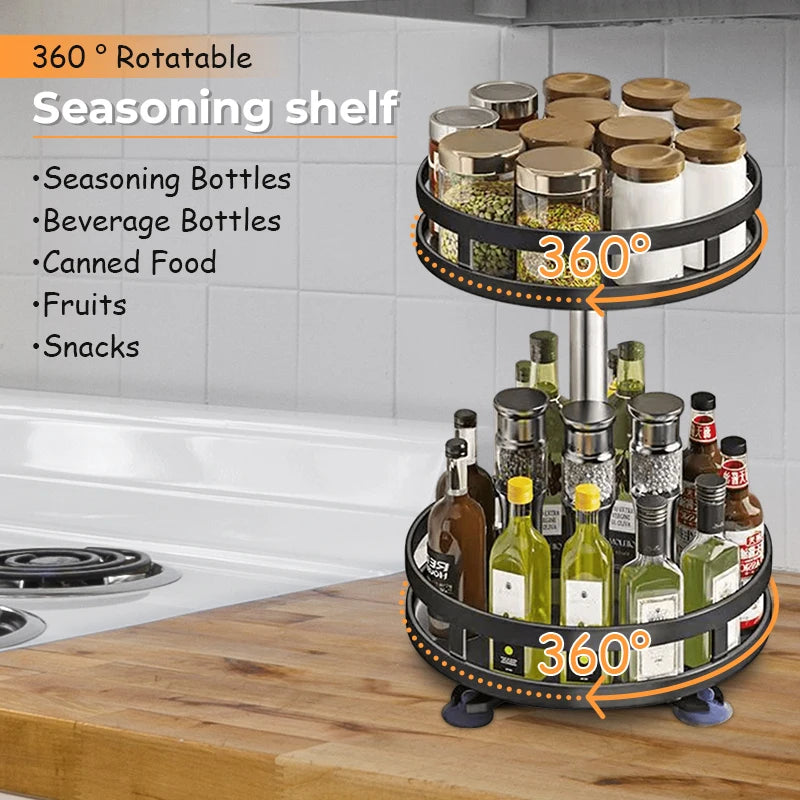 Multi-layer 360 degree rotating spice rack