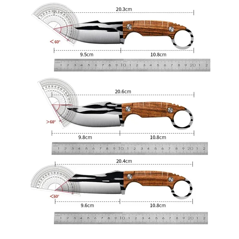 Multi-use stainless steel camping knife.