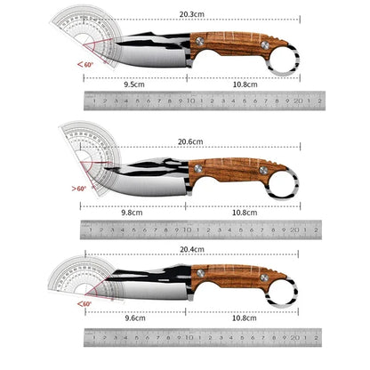 Multi-use stainless steel camping knife.