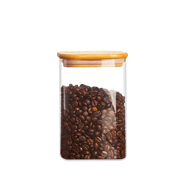 Premium glass containers with bamboo lid for grains