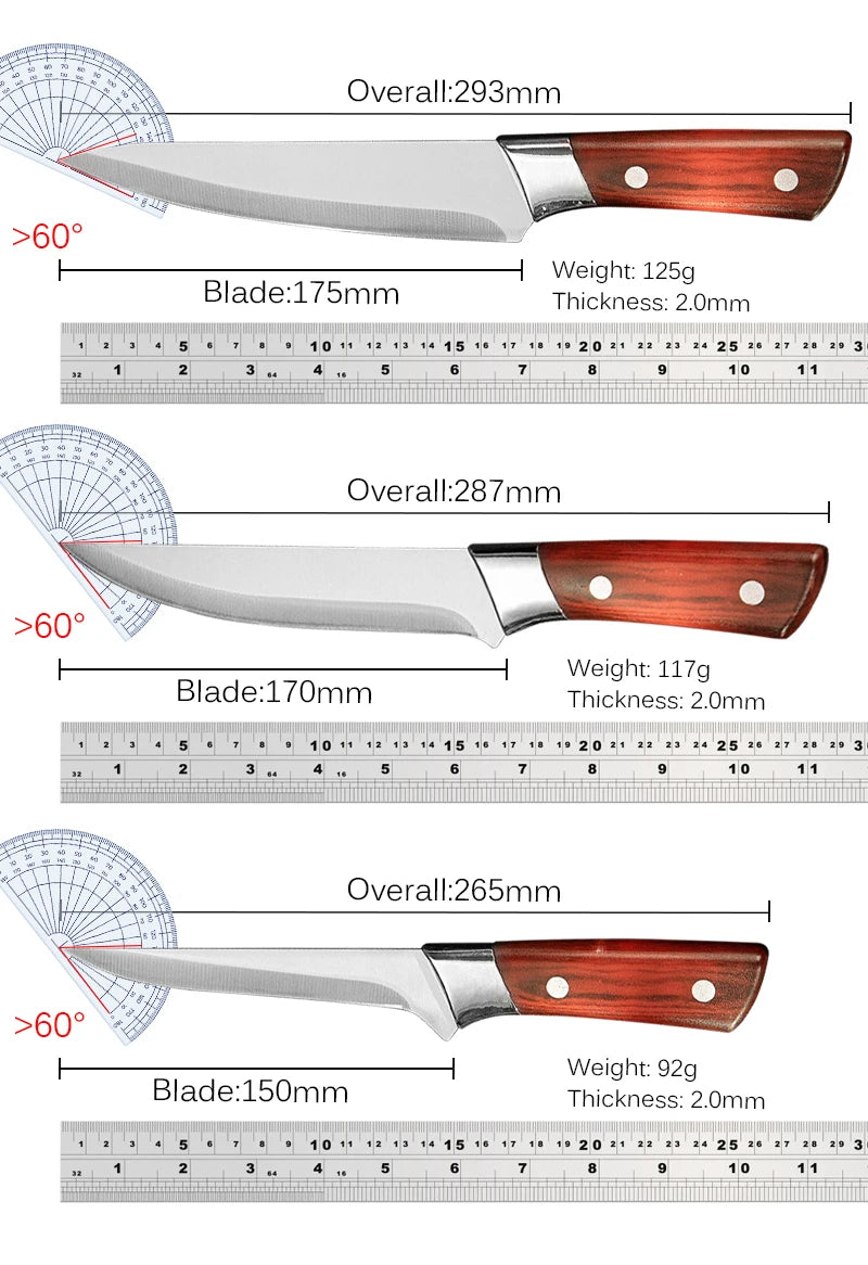 Meat knife with sheath for kitchen and camping