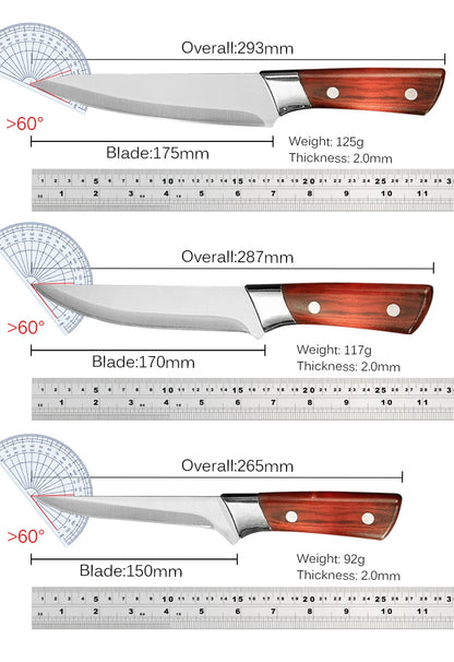 Meat knife with sheath for kitchen and camping