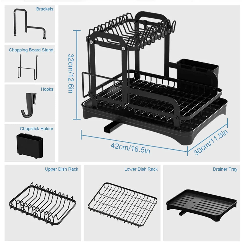 A rack for drying dishes, cups and dining utensils.