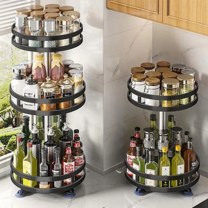 Multi-layer 360 degree rotating spice rack