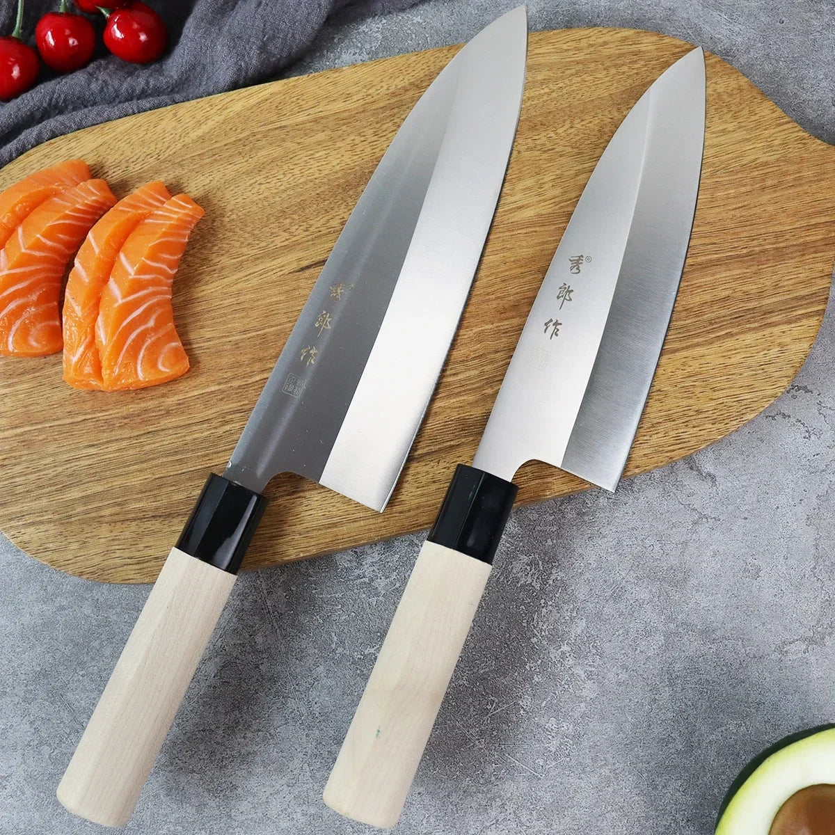 Japanese stainless steel knife for cutting meat and sushi