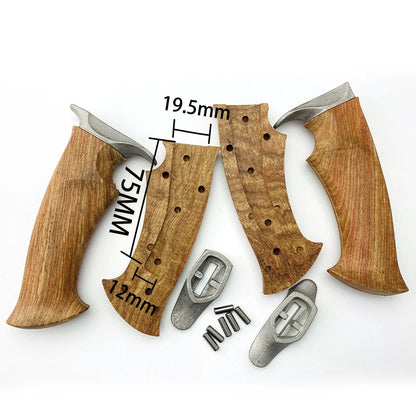 1Set Semi-finished Yellow Pear Wood Knife Handle Material with Knife Guard for DIY Knife Handle Making Blade Accessories