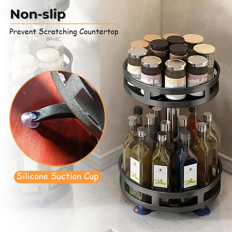 Multi-layer 360 degree rotating spice rack