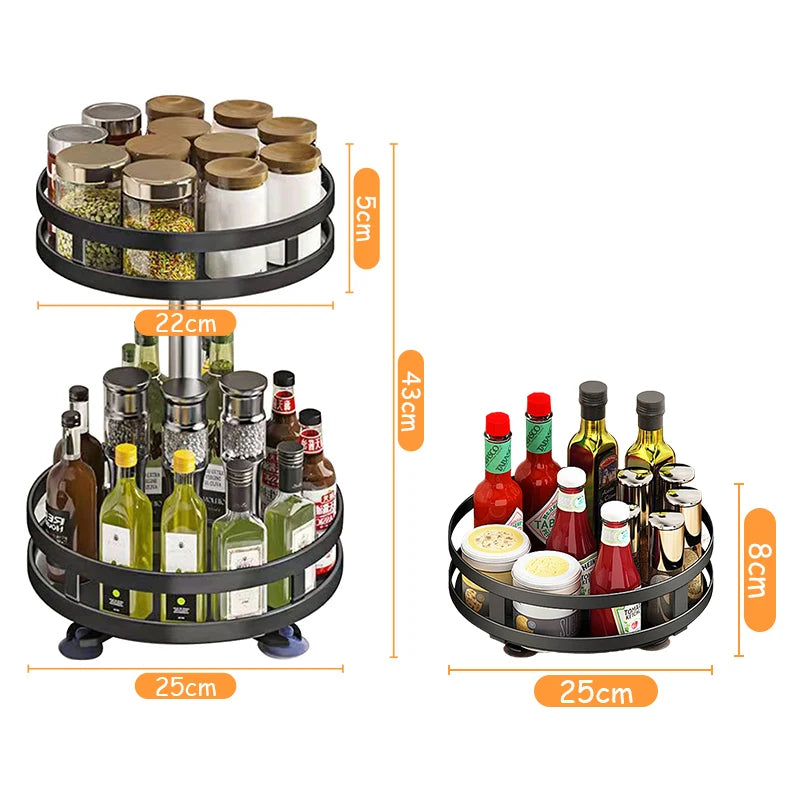 Multi-layer 360 degree rotating spice rack