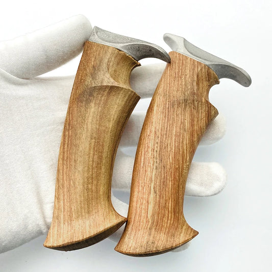 1Set Semi-finished Yellow Pear Wood Knife Handle Material with Knife Guard for DIY Knife Handle Making Blade Accessories