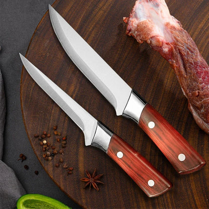 Meat knife with sheath for kitchen and camping