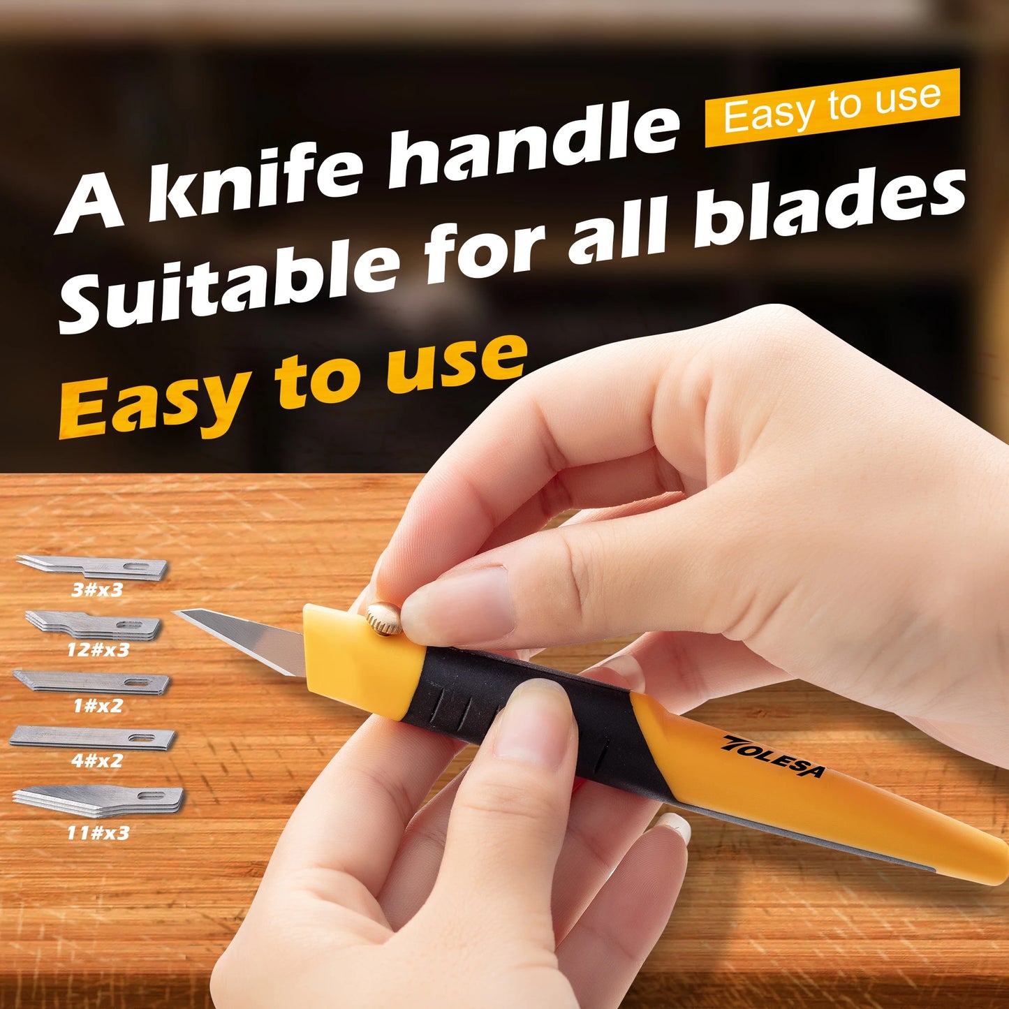 Craft blade set with soft rubber handle