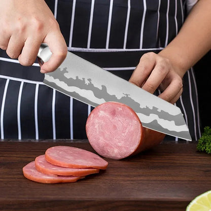 Hammered stainless steel chef knife for kitchen