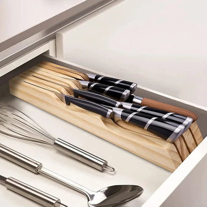 Large wooden knife holder and organizer, perfect for home, chefs and gifts.