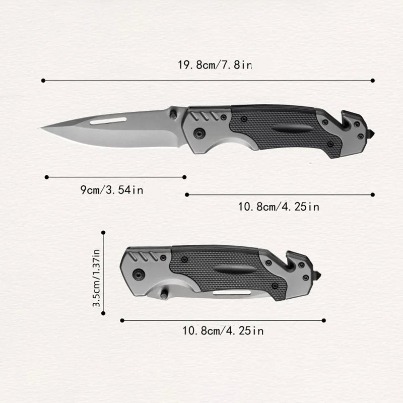 Stainless steel camping pocket knife.