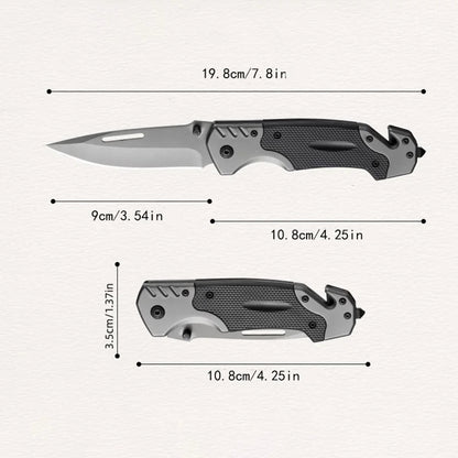 Stainless steel camping pocket knife.