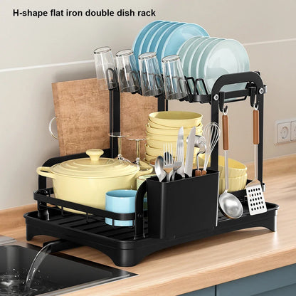 A rack for drying dishes, cups and dining utensils.