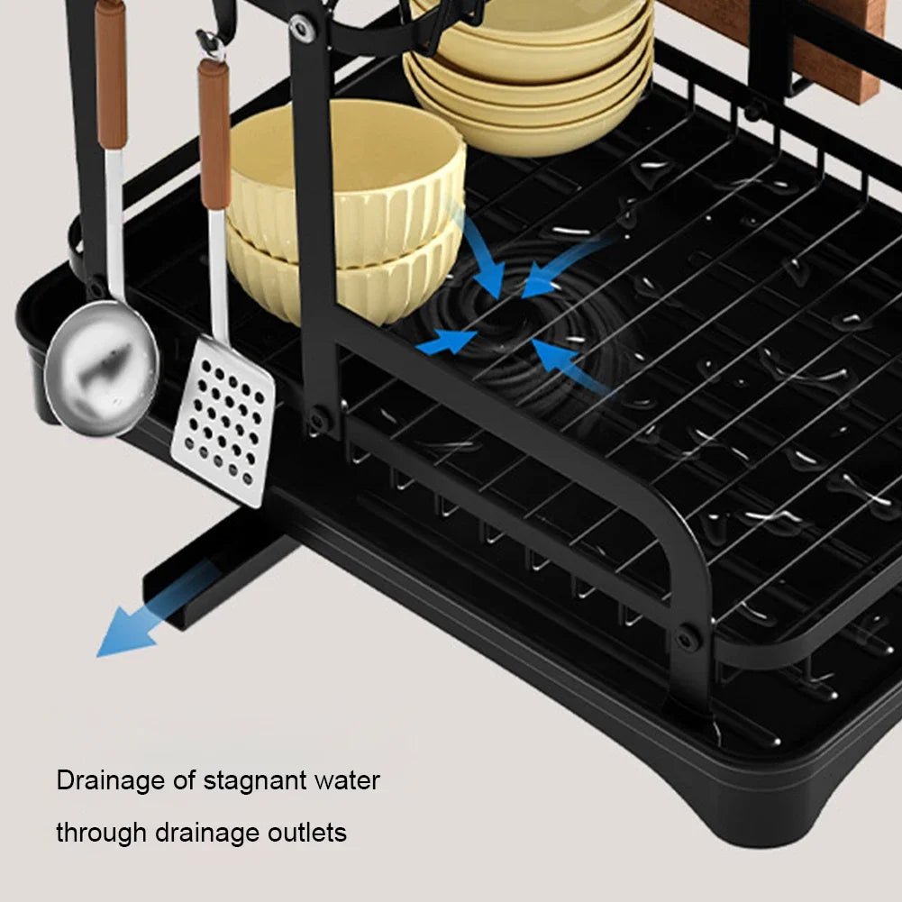 A rack for drying dishes, cups and dining utensils.