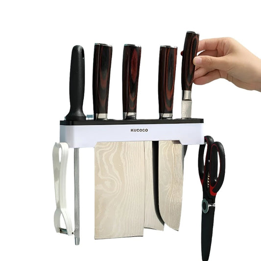 Wall mounted multi-functional kitchen knife holder