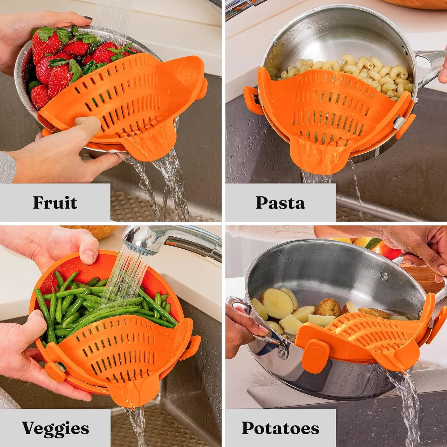 Adjustable silicone strainer for all pots