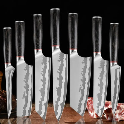 Hammered stainless steel chef knife for kitchen