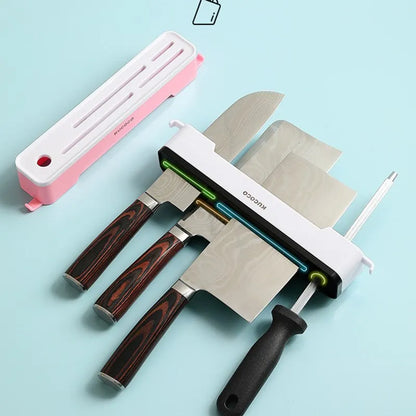 Wall mounted multi-functional kitchen knife holder