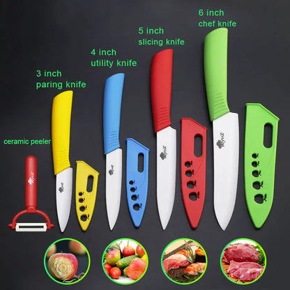 Distinctive ceramic knives for cutting vegetables and fruits