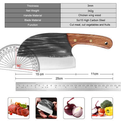 Handmade cleaver for cutting meat, bones and vegetables.