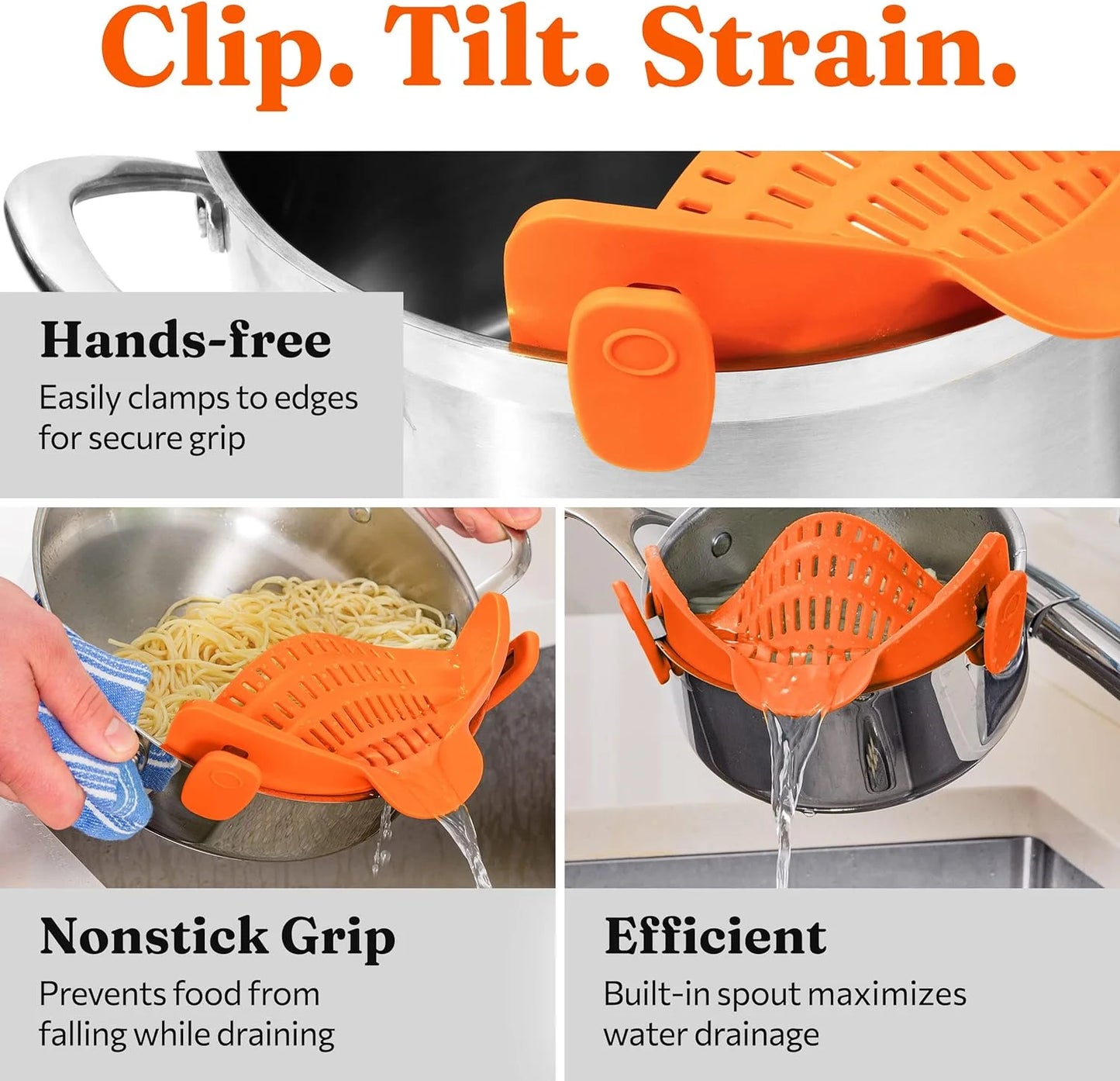 Adjustable silicone strainer for all pots